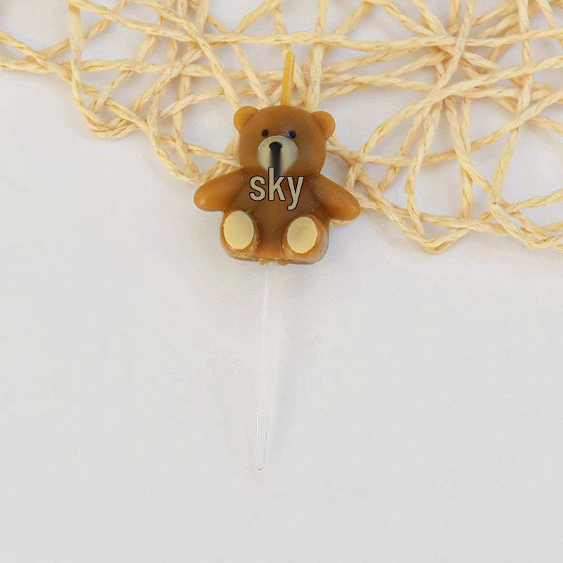 Cute Bear & Smiley Face Birthday Candle Inserts - Cartoon Cake Decorations for Kids