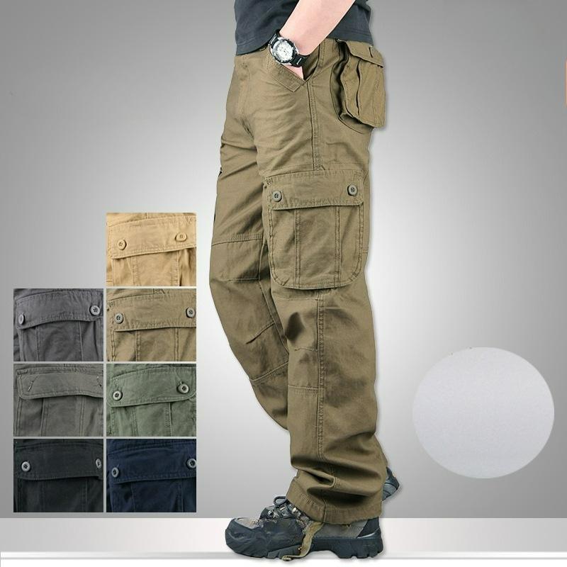 Autumn and Winter Thick Casual Pants Men's Plus Size Overalls Cotton Casual Pants Men