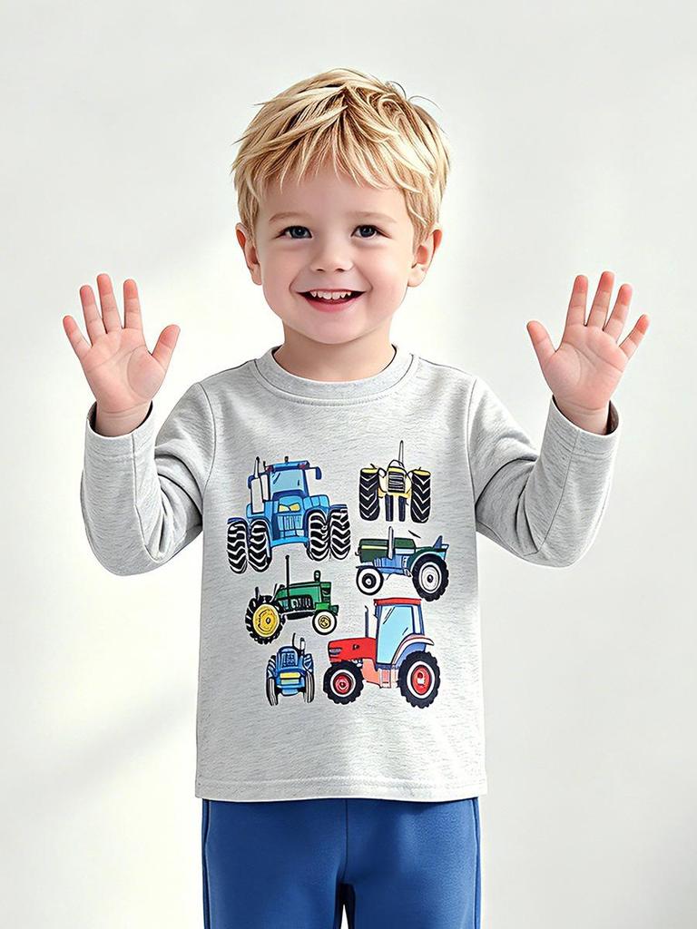 Autumn 2026 Boys' Cartoon Tractor Long-Sleeved T-shirt - European & American Style