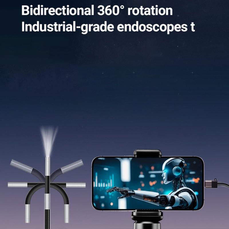 Industrial Endoscope With 1080P Clear Imaging And Complete Turn For Pipe Inspection And Home Maintenance