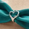 925 Sterling Silver Adjustable Heart Ring Romantic Gift Fashion Jewelry
