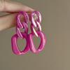 Pink Geometric Twist Chain Earrings Personalized Creative Exaggerated Stud Earrings Niche Temperament High-end Earrings Women