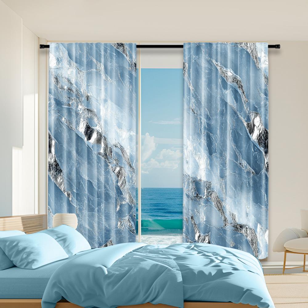 

Versatile Polyester Transparent Curtains Home Decoration Blue Satellite Seas Use Bedrooms Living Rooms Curtain Set Of 2 Made Washable Great Room Ready W100*H70(CM)-Hooks&2PCS