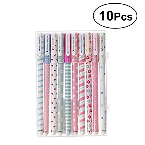 Buy 10pcs Multi Colors Gel Ink Pens Cartoon Korean Pin Type Creative ...