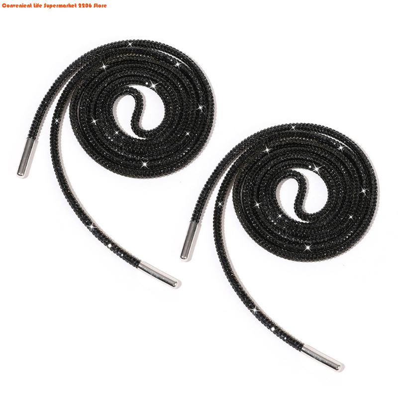 2Pcs Rhinestones Shoelaces 140cm Glitter Round Laces Shining Crystal Shoe Lace Strings Drawstring Cords Replacement