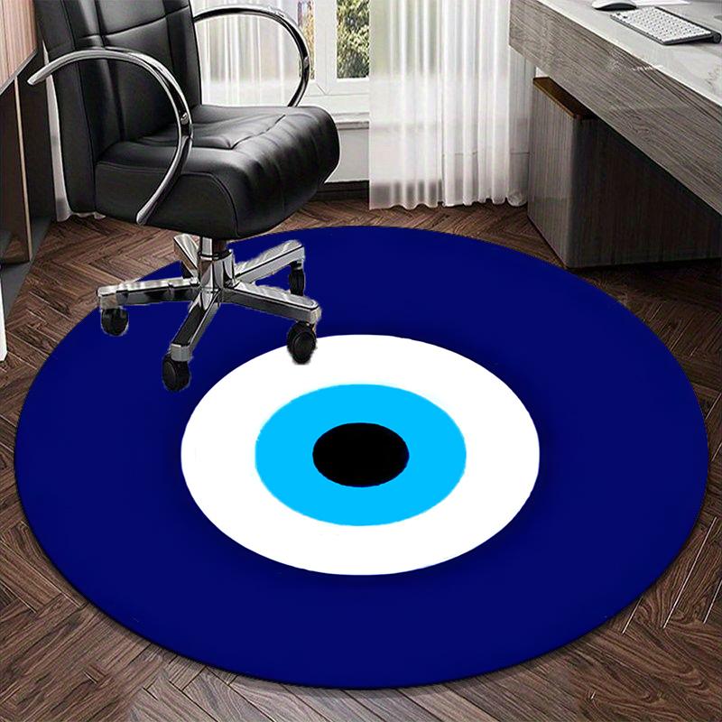 Turkish Evil Eye Round Carpet Chair Cushion Round Entryway Rug, Soft Round Rugs for Living Room, Bedroom, Circle Carpet Decor Gifts