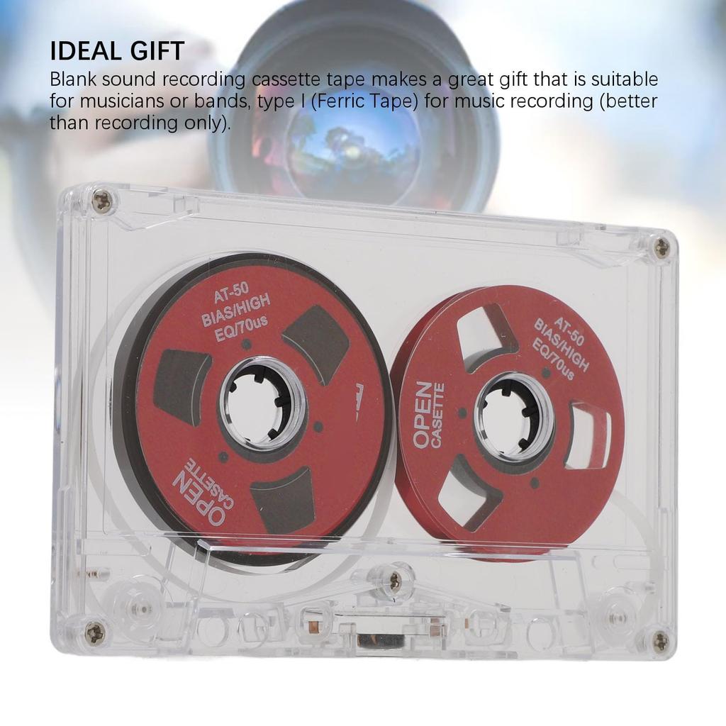 Blank Cassette Tape, 50 Minutes of Sound Recording, Double-Sided Blank Tape, Open Reel Blank Audio Cassette Tape for Music Recording (Red)