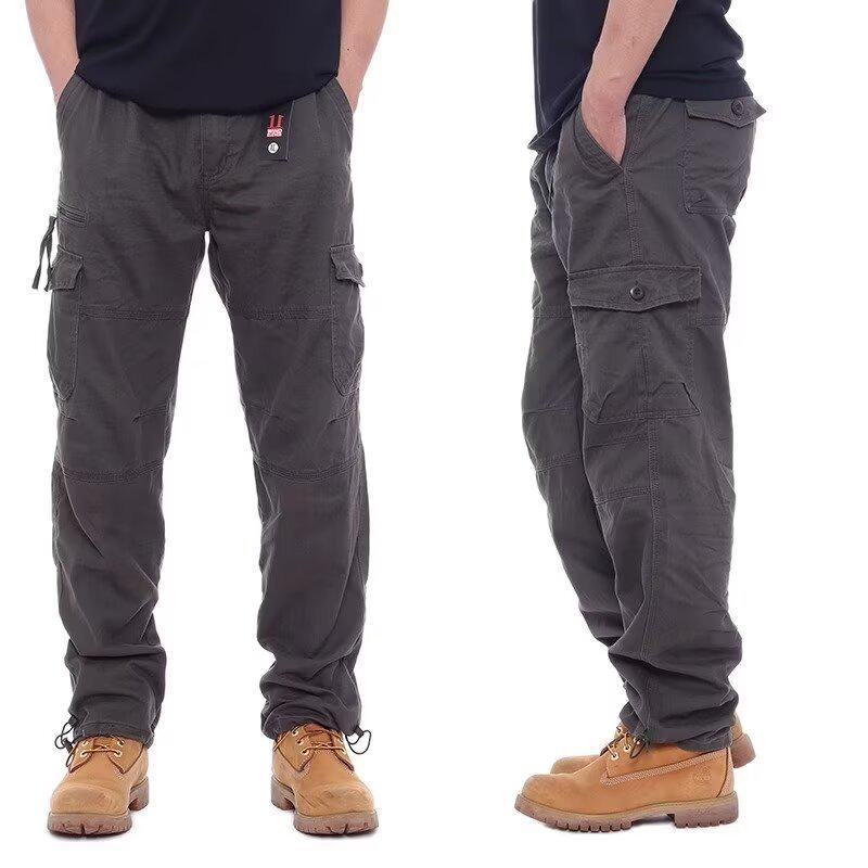 Men's Loose Fit Multi-Pocket Camouflage Cargo Pants - Wear-Resistant, All-Cotton, Casual Spring/Autumn Trend.