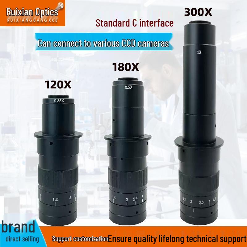 Ruixian Optics 10A Continuous Zoom Monocular Lens Eyepiece 0.35x/0.5x/1x C-Mount CCD Camera Parfocal