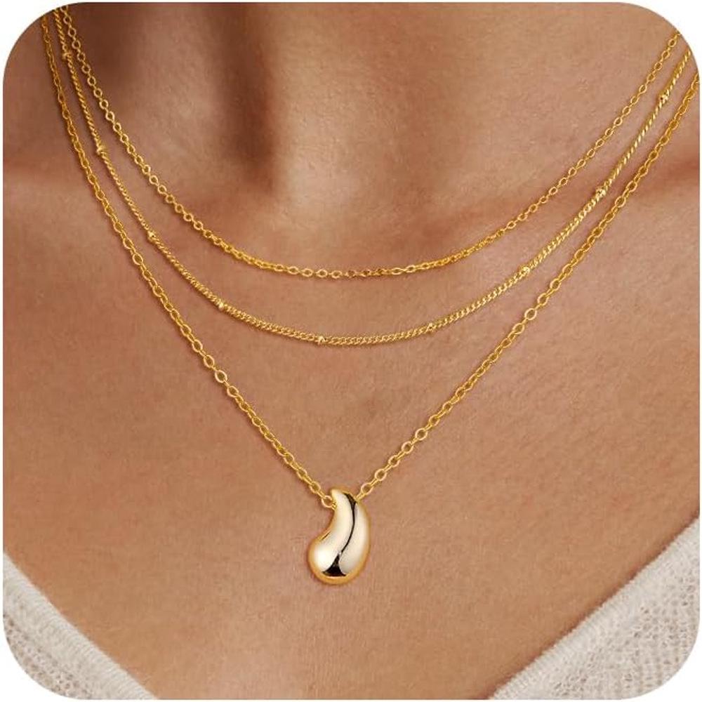 14K Gold-Plated Three-Strand Necklace: Twisted Copper Layered Paperclip Chain