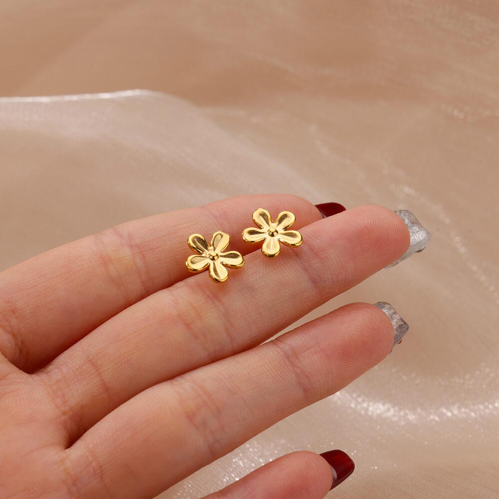 

Dainty Flower Stainless Steel Earrings 18K Gold-plated Anti Fading Earring for Women Beach Vacation Wedding Party Jewelry Gifts