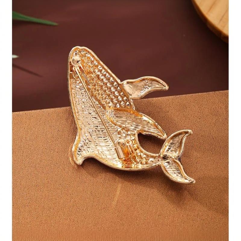 1 Pezzo Adorabile Spilla Pesce Marino Animale a 4 Colori Spille Balena con Strass per Vestiti da Donna Spille per Zaino Regali