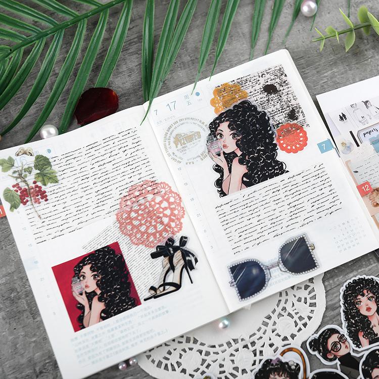 20pcs/25pcs Fashion Girl Paper Stickers Crafts And Scrapbooking Book Decorative DIY Stationery