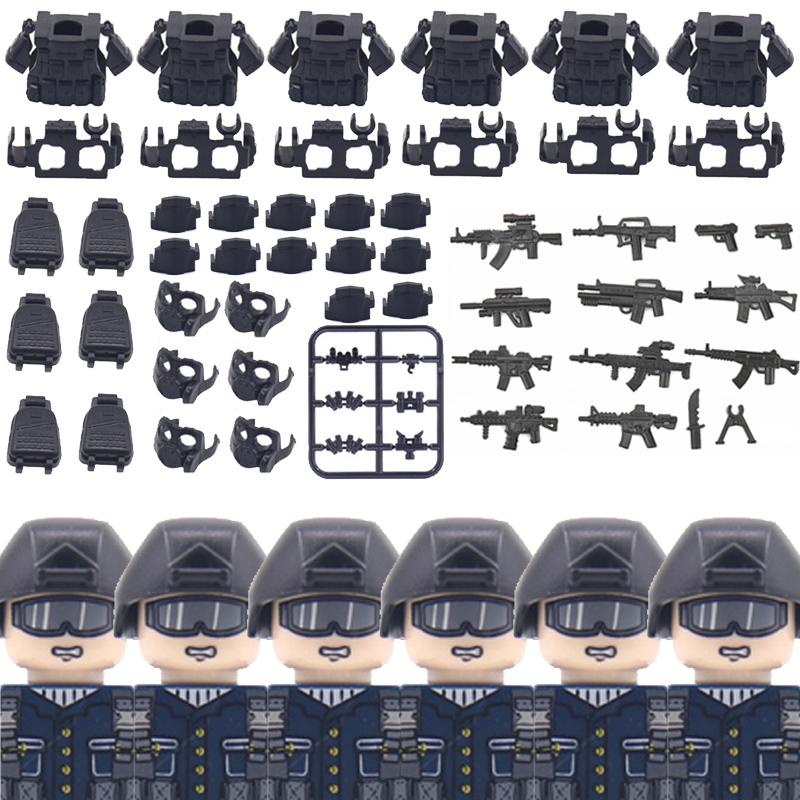 City SWAT Ghost Commando Figures Building Blocks Modern Police Special Forces UN Army Soldier Military Weapone Bricks Toys
