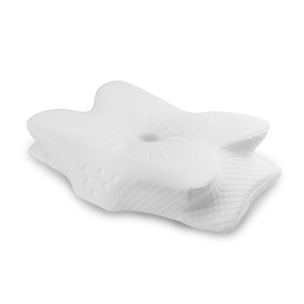 

Подушка Homestride без шеи для сна с эффектом памяти, подходит для сна на боку, спине и животе, снимает боль в плече, в комплекте съемная и стираемая шелковая наволочка