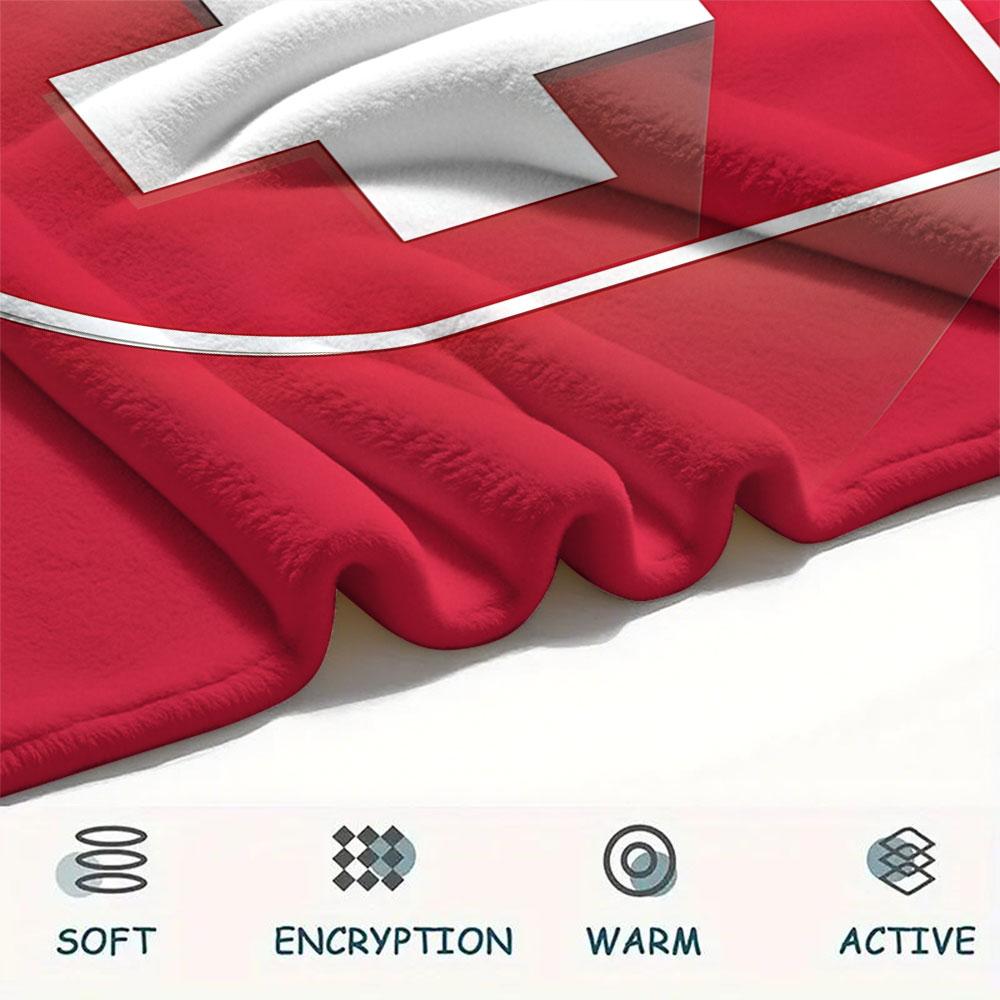 Coperta in Flanella Stampata Nazionale Svizzera, morbida coperta per camera da letto divano, lavabile, merchandising per tifosi di calcio, ottimo regalo.