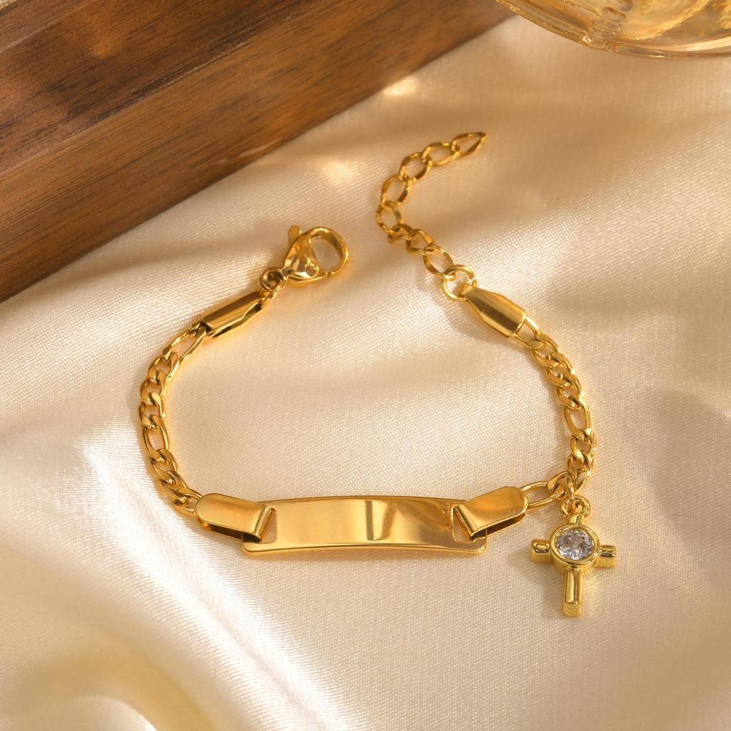 Personalize Baby Bracelet Anti Allergy Stainless Steel Custom Name ID  Newborn Infant Baptism Bracelets Love Gifts