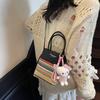 Color Contrasting Stripes Cute Bucket Bag 2025 Summer New Trend Niche Single Shoulder Braided Splicing Messenger Women's Bag