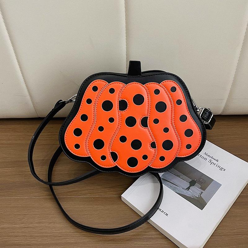 Mode PU Lynlås Crossbody Tasker Græskarhoved Halloween Tasker til Kvinder Sjov Atmosfære Skuldertasker