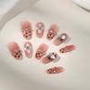 Zhuoshimei Leopard Print French Sparkly Nail Patches - Handmade Autumn/Winter Carved Luxury Whitening Manicure.