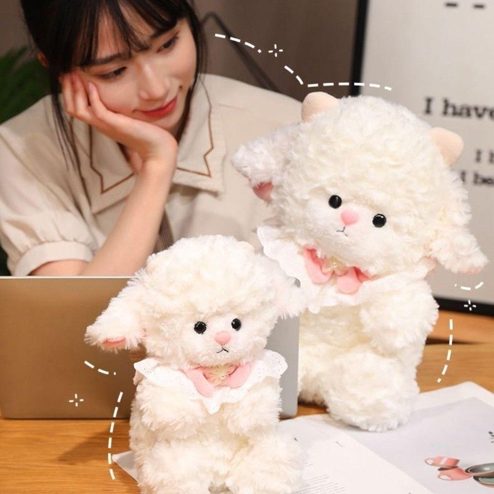 Cute Doll Lamb Plush Toy Bowknot Plush Sheep New Plush Cuddle Pillow  Bedroom Decor