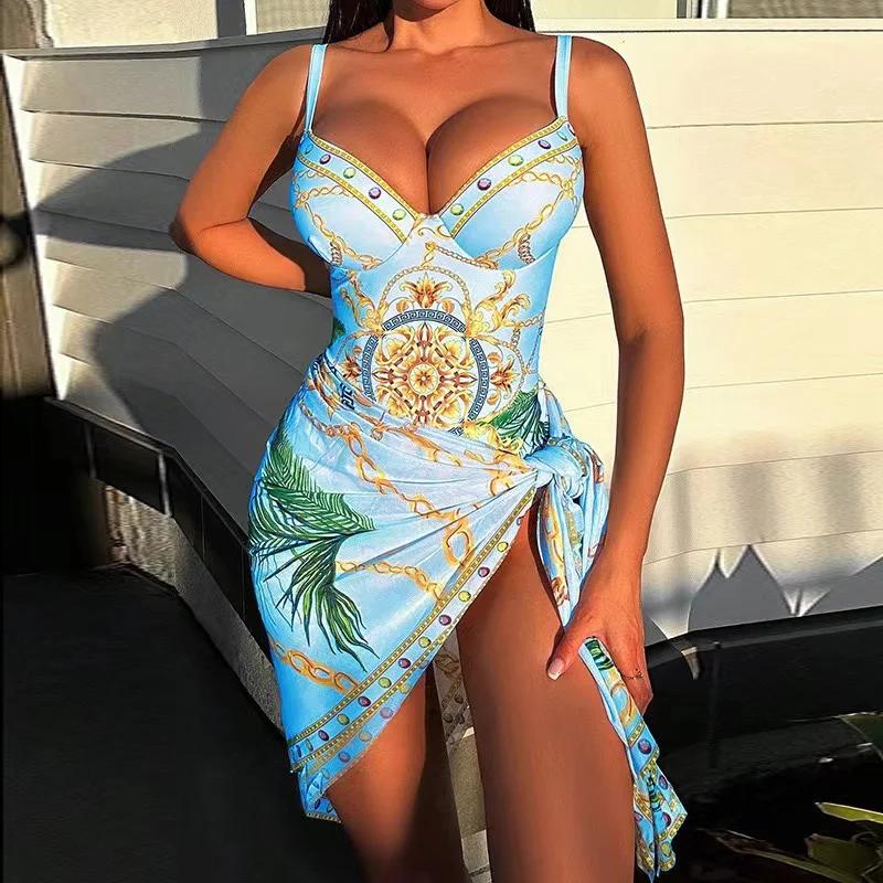 2025 Luxury New Two Piece Women Bikini Set Push Up Floral Printed Bikini Strappy Bandage Swimwear Brazilian Biquini Bathing Suit