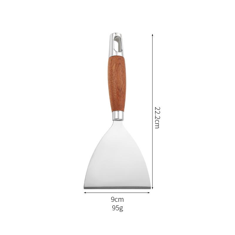 Edelstahl Kochspatel Holzgriff Steak Bratwender Pizza Pfannkuchen Rindfleischwender Schaber BBQ Utensilien