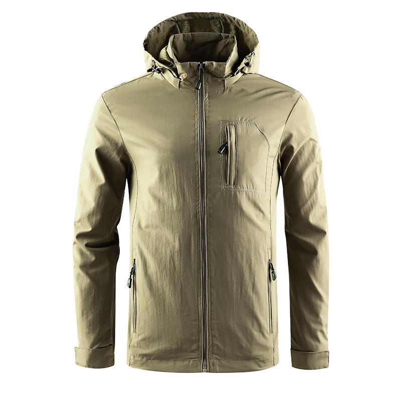 Chaqueta de hombre Chaqueta de primavera y otoño Chaqueta de exterior informal de gran tamaño Ropa de secado rápido Chaqueta de hombre Cortavientos