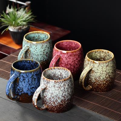 Japanese Style Coffee Cup Creative High-Capacity Kiln Change Ceramic Cup Vintage Household Office Drinkware Milk Mug Water Cup