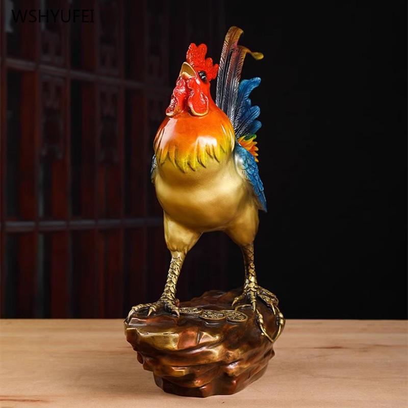 1PCS Metal Golden Rooster Decoration Home Living Room Office Rooster Lucky Crafts Metal Figurine