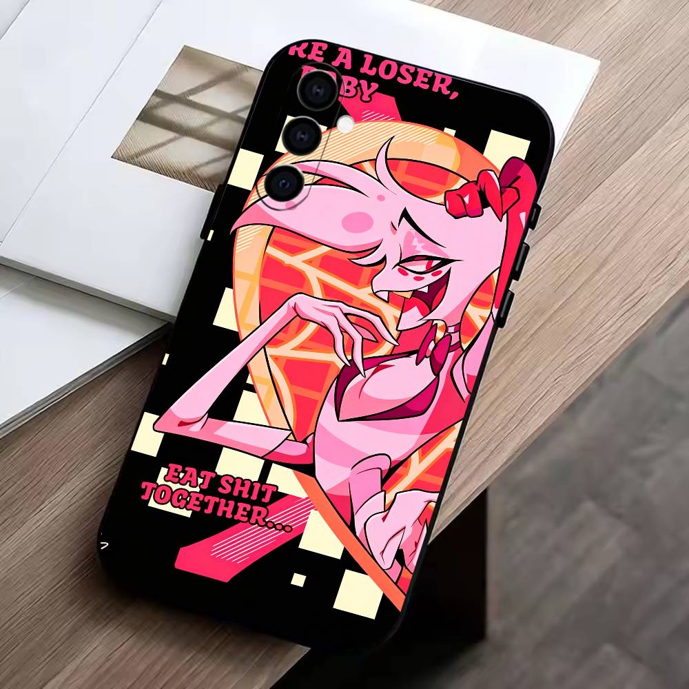 D-Hazbin Hotel Phone Case For Samsung Galaxy A73,A72,A71,A70,A53,A52,A51,Soft Silicone Black Cover