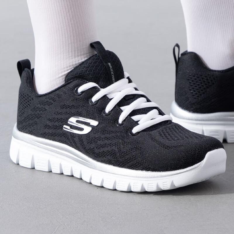 Skechers Women's 12615-BKW Lifestyle Running Shoes