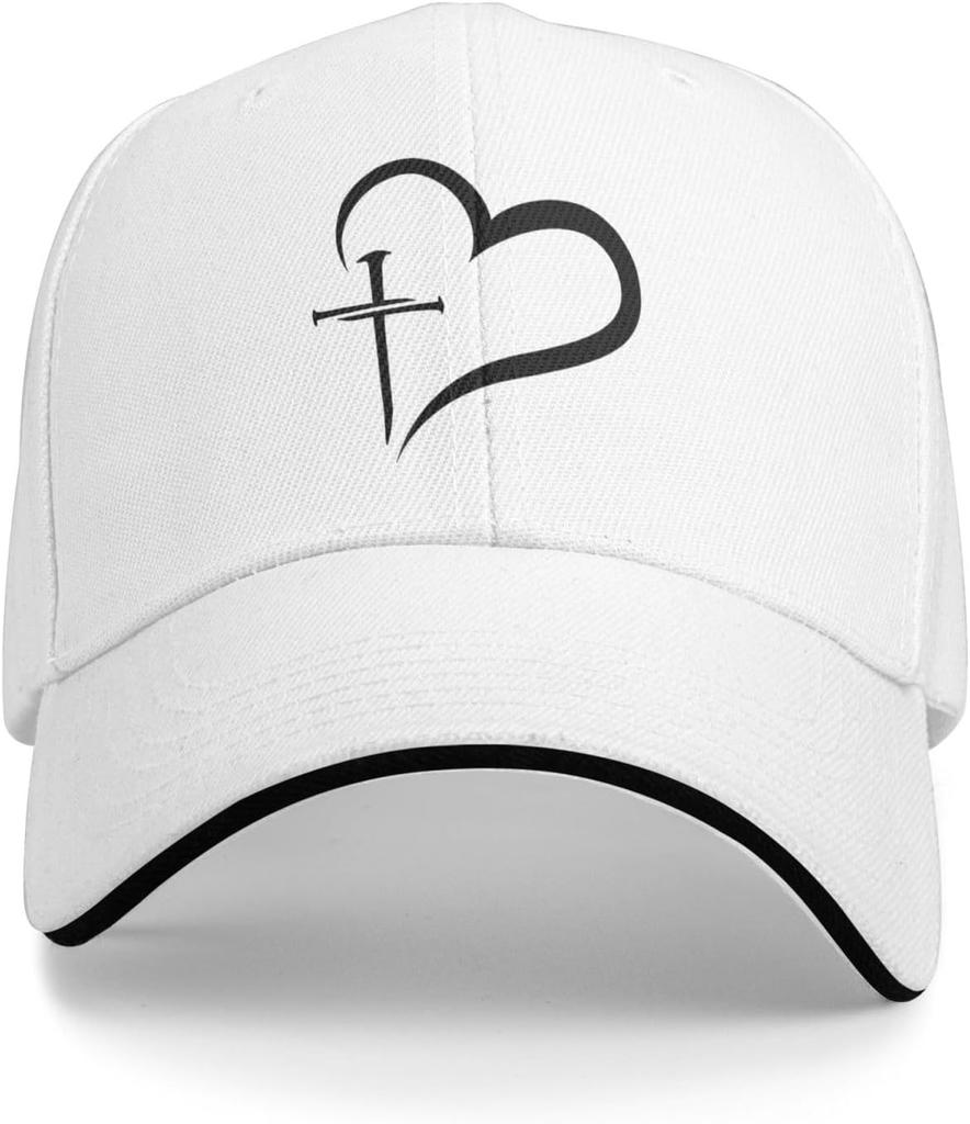 Faith Heart Cross Nail Christian Baseball Cap Polyester Adjustable Outdoor Sports Cap