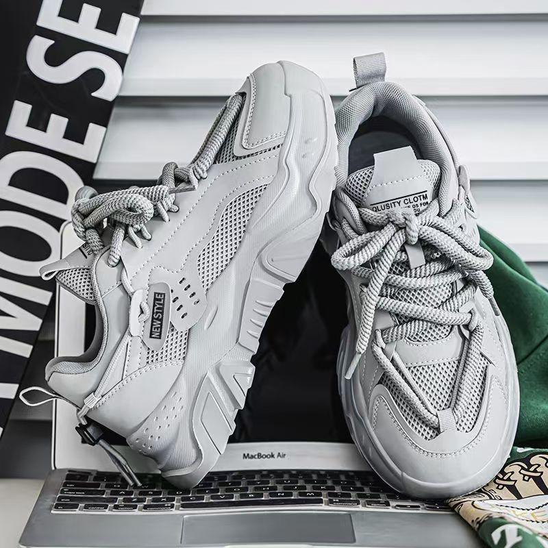 Men's Shoes New Spring and Summer Trend Men's Platform Sports Mesh Breathable Casual Dad Trendy Shoes Men