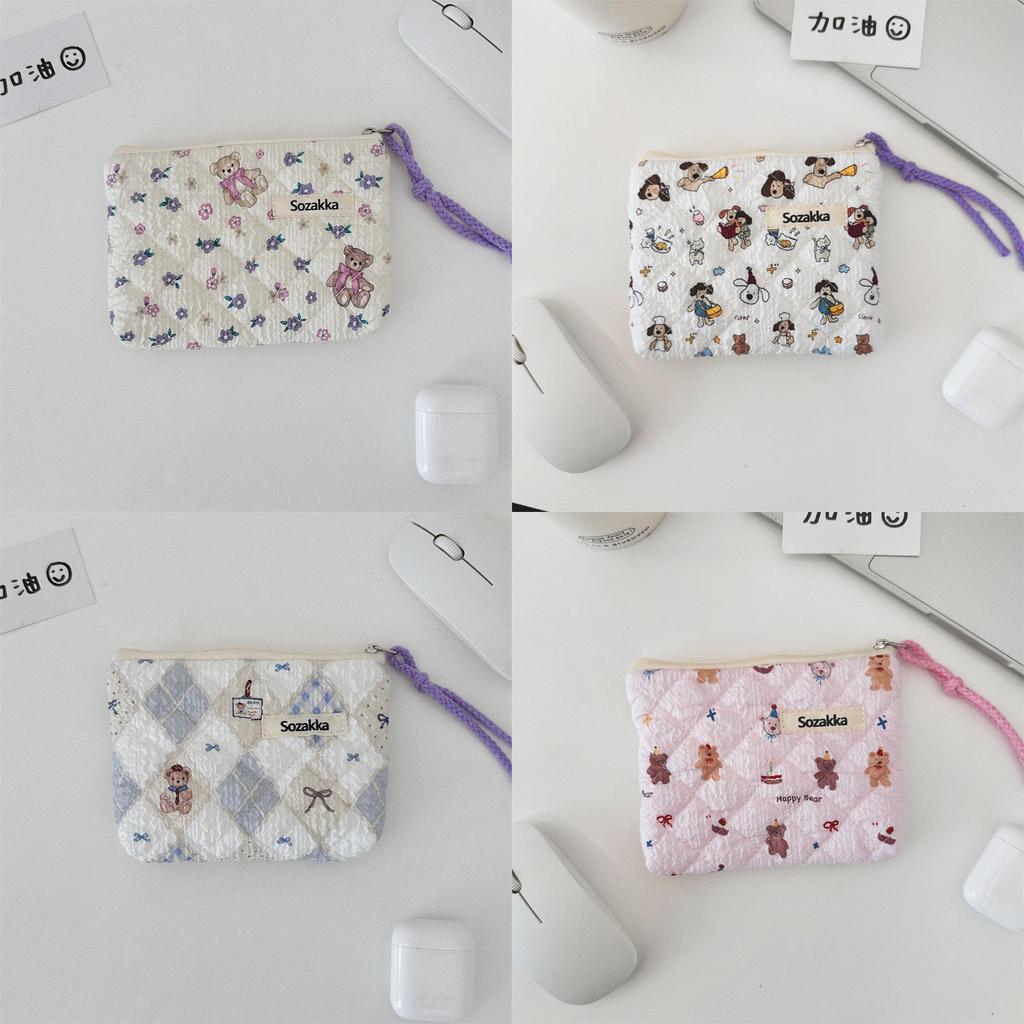 Cartoon Animal Cotton Travel Storage Bag With Embossed Design For Girls