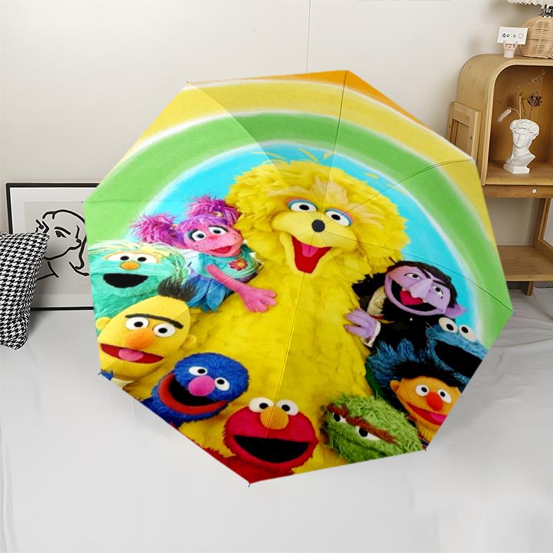 Sesame Street Theme Automatic Umbrella, Lightweight & Portable, 8 Rib, Perfect for Outdoor Travel, Birthdays, Christmas, Gifts.