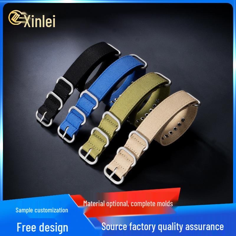 Vintage vojenský zelený nylonový řemínek k hodinkám, 18/20/22/24mm