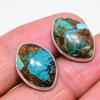 Chrysocolla Gemstone Handmade 925 Sterling Silver Jewelry Earring 0.59" KJ-685