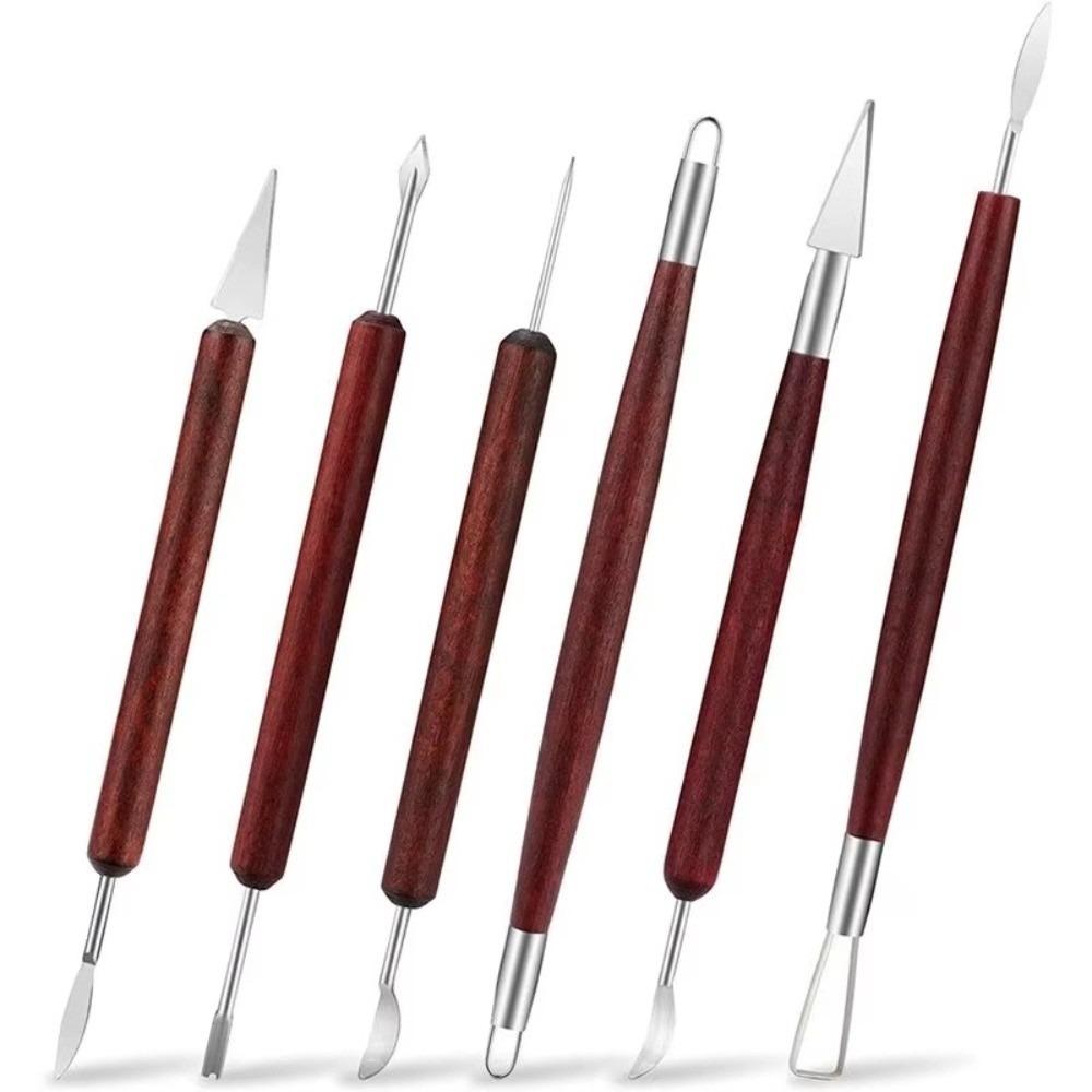 

6PCS with Red Wood Handles Double-Ended Wire Tools Dotting Sculpting Sculpture Modeling Tools 6pcs