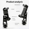 Universal Cold Shoe Phone Holder Adjustable 360 Rotations Metal Brackets Simple Installs Suitable for Mobile Devices
