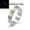Anello Spinner Antistress Rotante in Argento Vintage con Design Luna Stella Luminosa Gioielli da Uomo per Feste Acciaio Inossidabile Nero