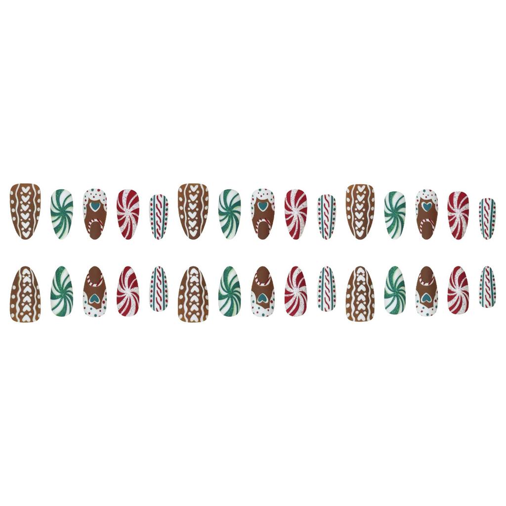 30PCS Christmas Press on Nails with Glitter Ultra-flexible Long Lasting Fake Nails for Professional Nail Art Salon Supply