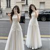 Gentle Wind Lace Splicing Mesh Dress Summer Temperament Thin Sleeveless Vest Long Dress Women's New
