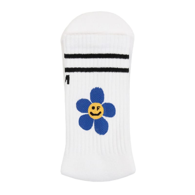 GRAVER [BAG&ACC] Blue Flower Smile Logo Socks 1 Pack_White