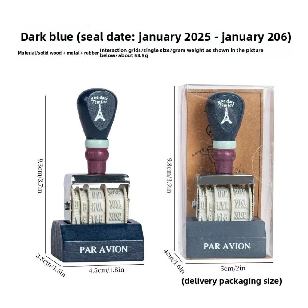 

Retro Wooden Roller Date Seal 2 Styles Adjustable Year Month Day Stamp Office Supplies синій