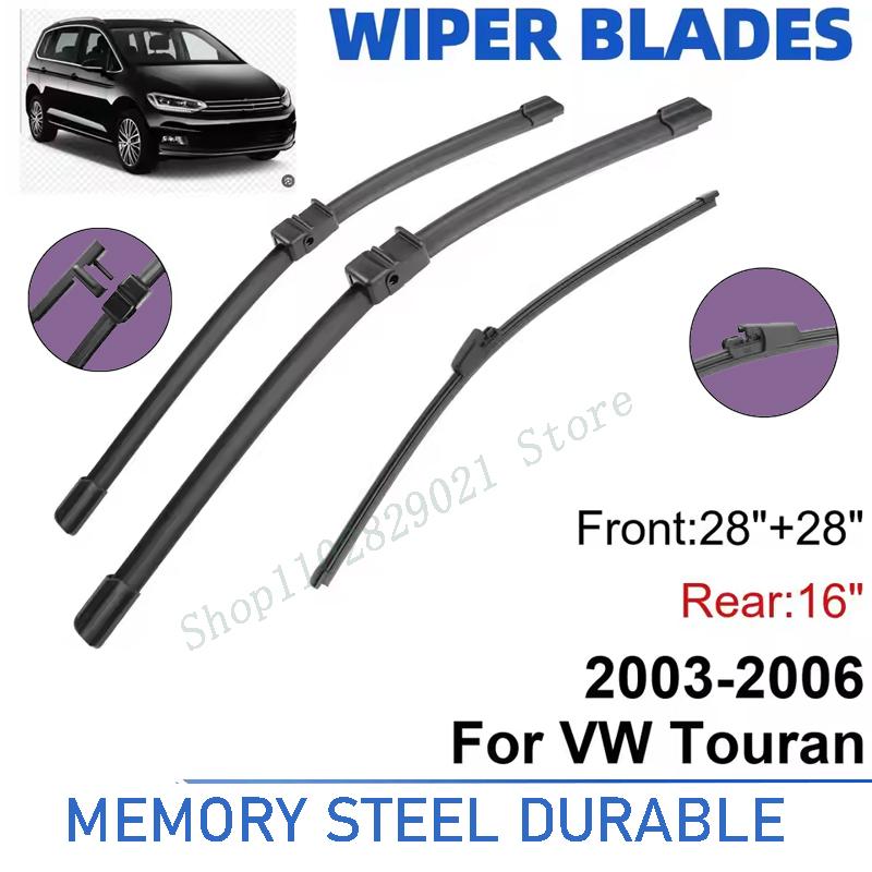 

3PCS For VW Touran 2003-2006 28 + 28 + 16 Front Rear Wiper Blades Windshield Windscreen Window Cutter Accessories чёрный