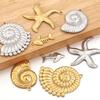 4pcs/lot Stainless Steel Marine Animal Pendant Starfish Conch Fishbone Shape Charms For DIY Necklace Earring Jewelry Accessories