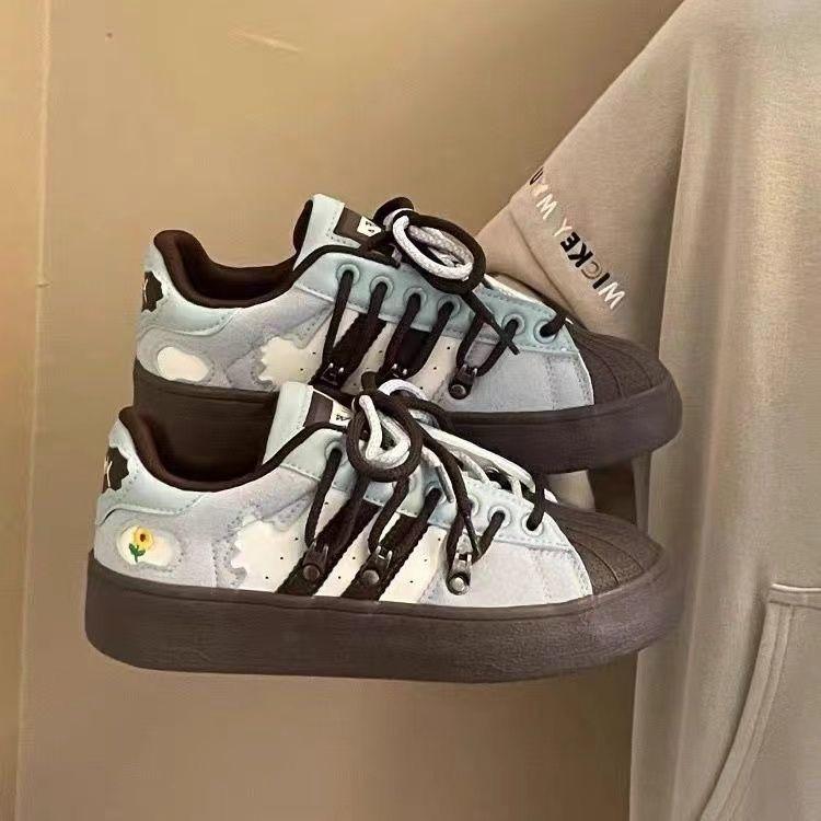 Shell Head College Style Color Matching Little White Shoes Women's Summer New Versatile Personality Trendy Shoes Board Shoes