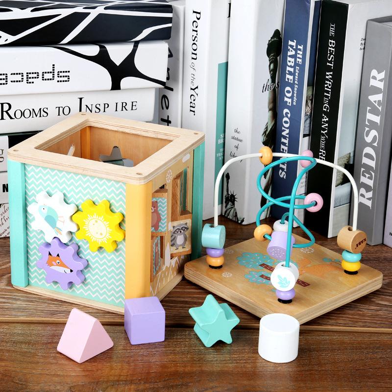 

Multifunctional Puzzle Shape Pairing Round Beads Treasure Box Baby Early Education Puzzle Ocean Four-Sided Game Box Intelligence Box