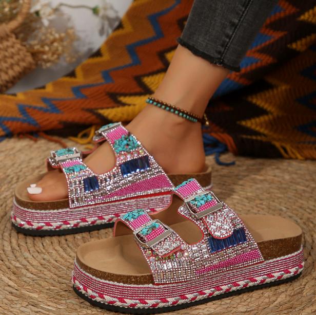 Fashion Women's Thick-soled Flip Flops Outdoor Beach Slippers Summer Glitter Sports Shoes Women's Sandals New Fashion Home Shoes